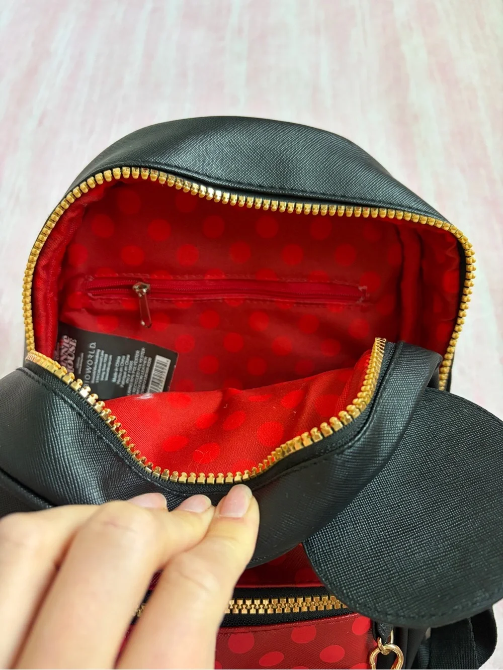 Bioworld Kids Black and Red Polka Dot Bow Ear Backpack